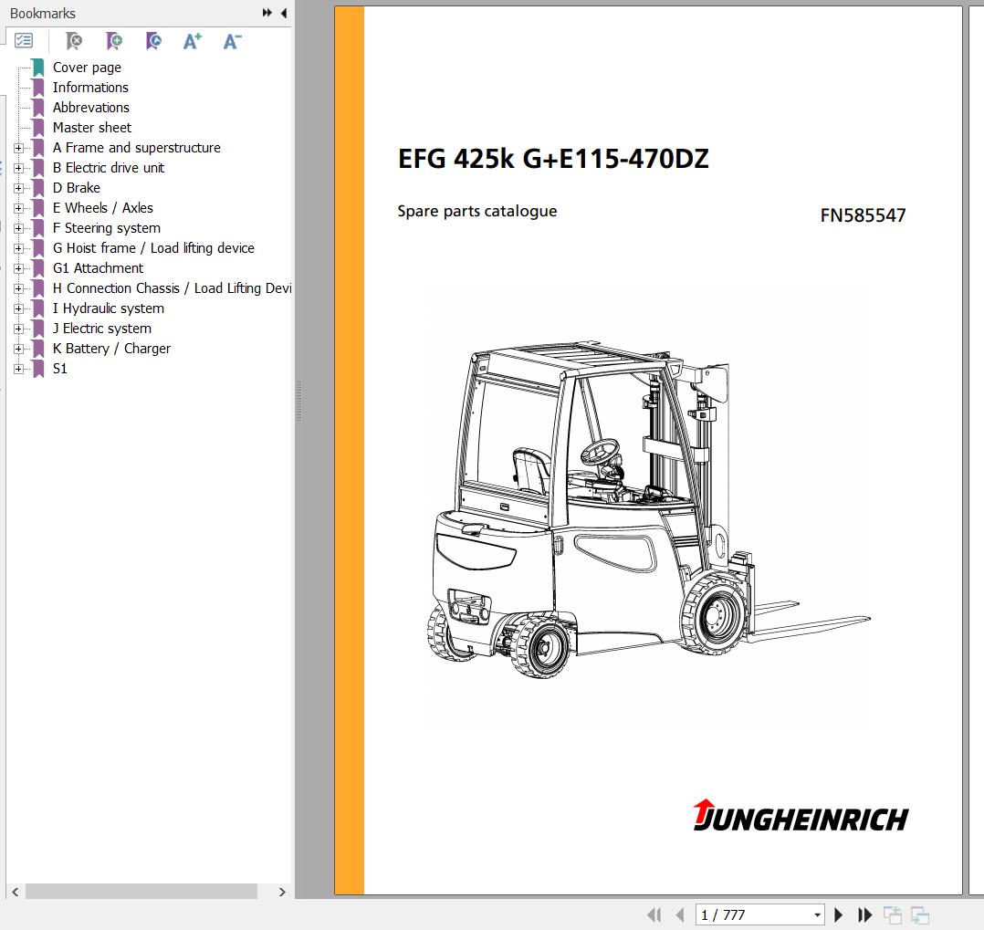 Jungheinrich Forklift EFG 425k GE115 470DZ Spare Parts Manual FN585547 1