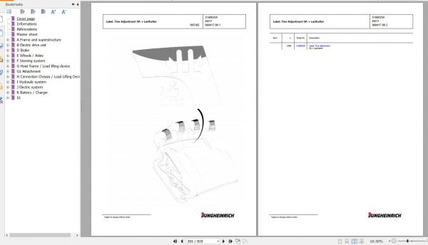 Jungheinrich Forklift EFG 425k GE120 350ZZ Spare Parts Manual FN595571 2