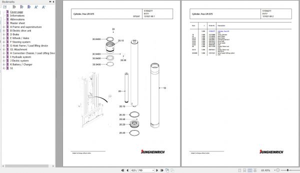 Jungheinrich Forklift EFG 425s GE120 650DZ Spare Parts Manual FN595556 2