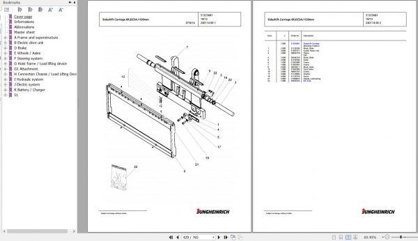 Jungheinrich Forklift EFG 430 GE110 470DZ Spare Parts Manual FN595590 2