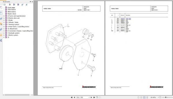 Jungheinrich Forklift EFG 430 GE115 500DZ Spare Parts Manual FN426520 2