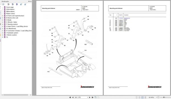 Jungheinrich Forklift EFG 430 GE115 500DZ Spare Parts Manual FN427033 2