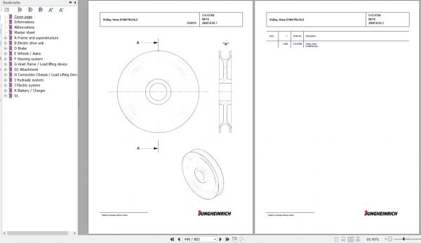 Jungheinrich Forklift EFG 430 GE115 600DZ Spare Parts Manual FN585541 2