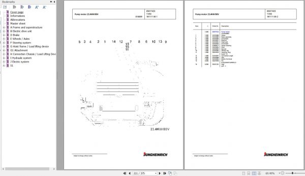 Jungheinrich Forklift EFG 430 GE150 330ZZ Spare Parts Manual FN427037 2