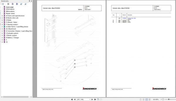 Jungheinrich Forklift EFG 535k GE100 470DZ Spare Parts Manual FN595561 2