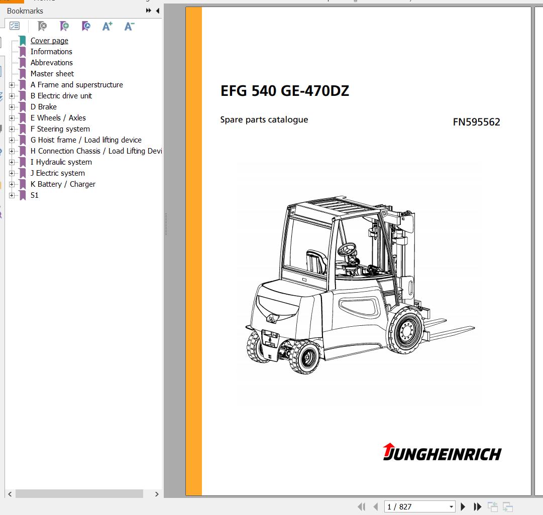 Jungheinrich Forklift EFG 540 GE 470DZ Spare Parts Manual FN595562 1