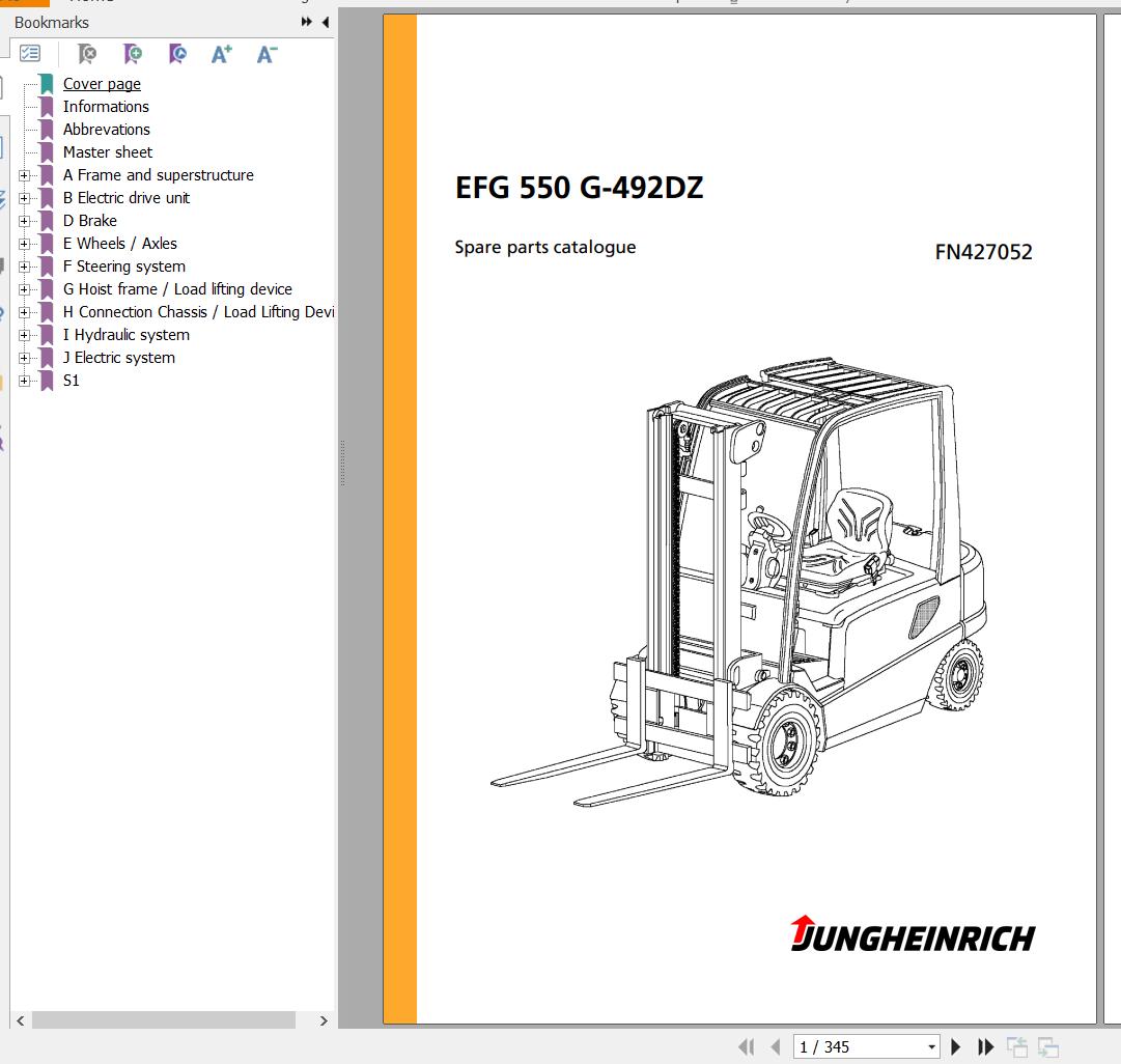 Jungheinrich Forklift EFG 550 G 492DZ Spare Parts Manual FN427052 1