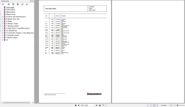 Jungheinrich Forklift EFG 550 G120 350ZT Spare Parts Manual FN427216 2