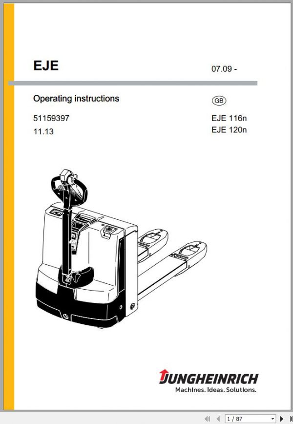 Jungheinrich Forklift EJE 116n 120n Operating Instruction 51159397 2013 EN 1