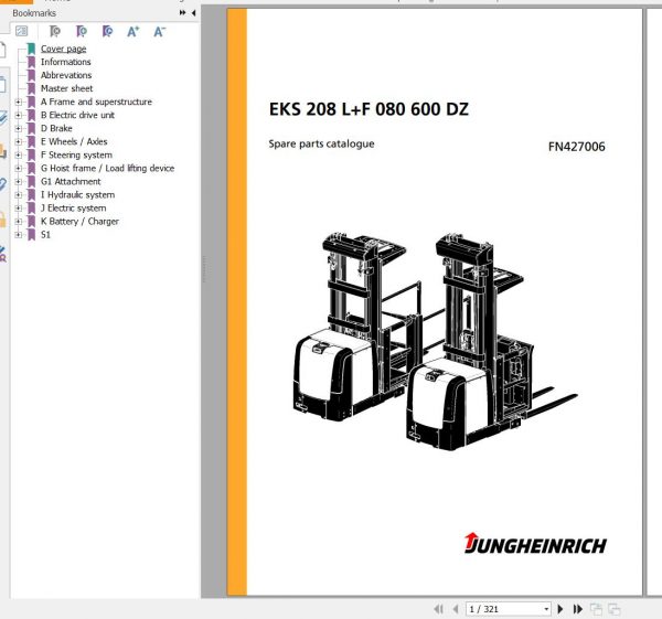 Jungheinrich Forklift EKS 208 LF 080 600 DZ Spare Parts Manual FN427006 1