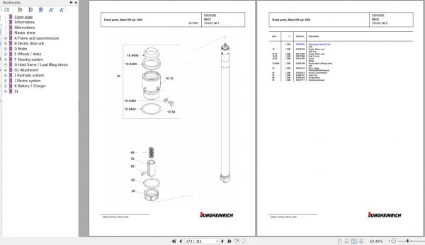 Jungheinrich Forklift EKS 210 ZF 095 425 ZT Spare Parts Manual FN427302 2