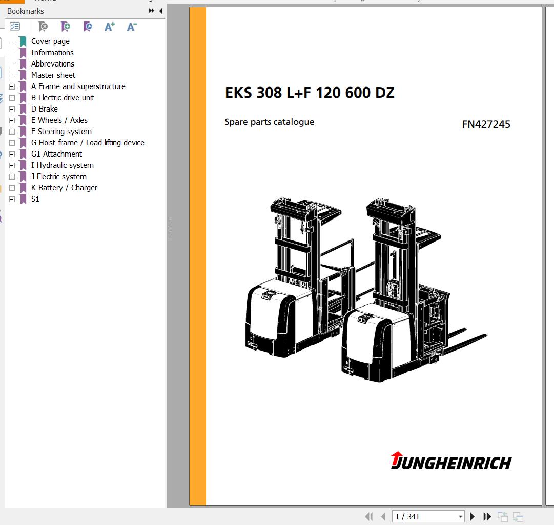 Jungheinrich Forklift EKS 308 LF 120 600 DZ Spare Parts Manual FN427245 1