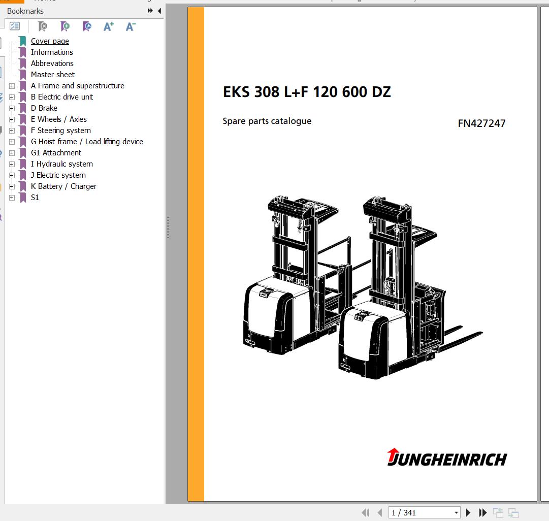Jungheinrich Forklift EKS 308 LF 120 600 DZ Spare Parts Manual FN427247 1