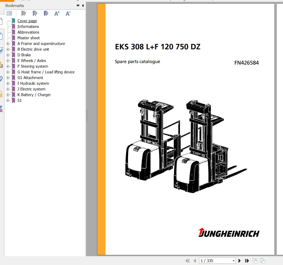 Jungheinrich Forklift EKS 308 LF 120 750 DZ Spare Parts Manual FN426584 1
