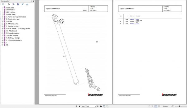Jungheinrich Forklift EKS 312 ZI 120 830 DZ Spare Parts Manual FN575543 2