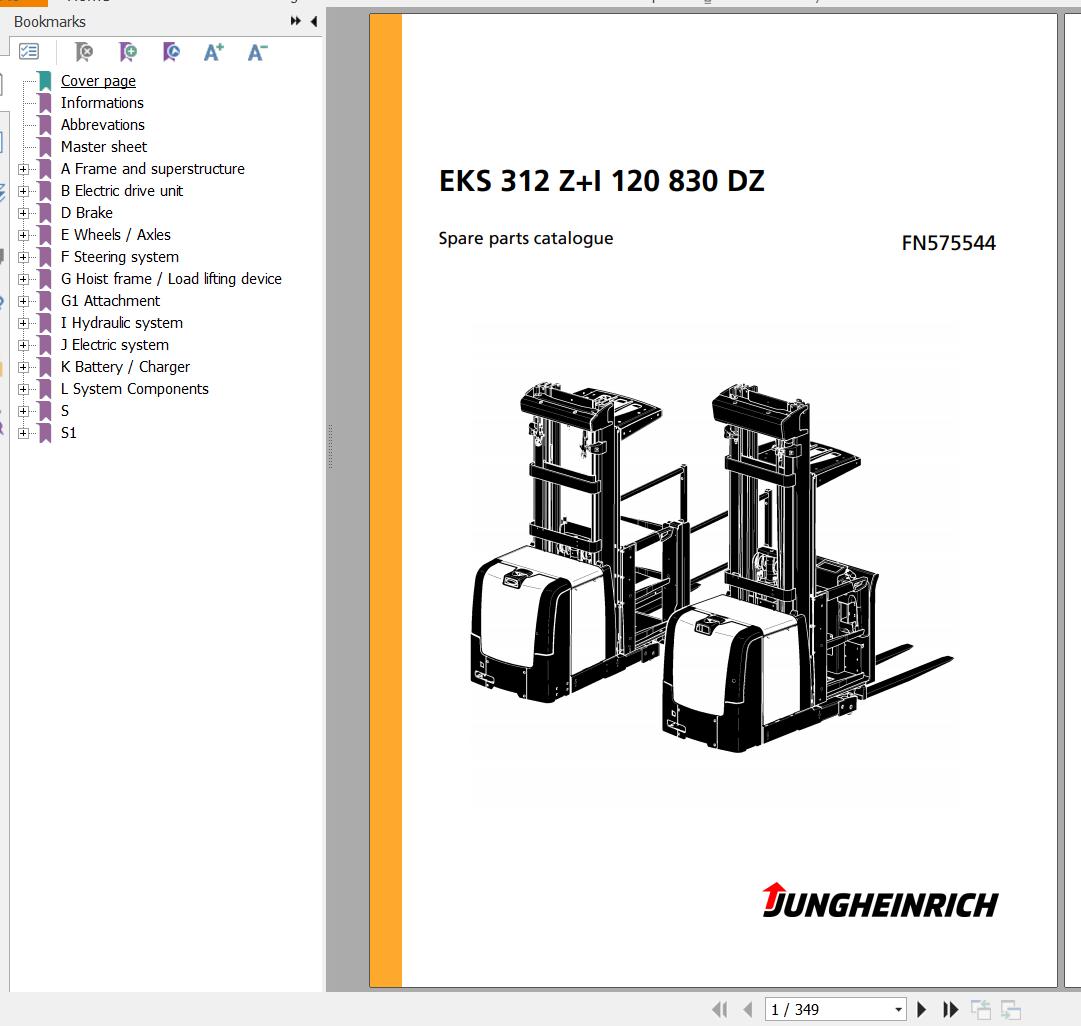 Jungheinrich Forklift EKS 312 ZI 120 830 DZ Spare Parts Manual FN575544 1