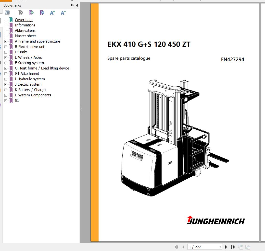 Jungheinrich Forklift EKX 410 GS 120 450 ZT Spare Parts Manual FN427294 1