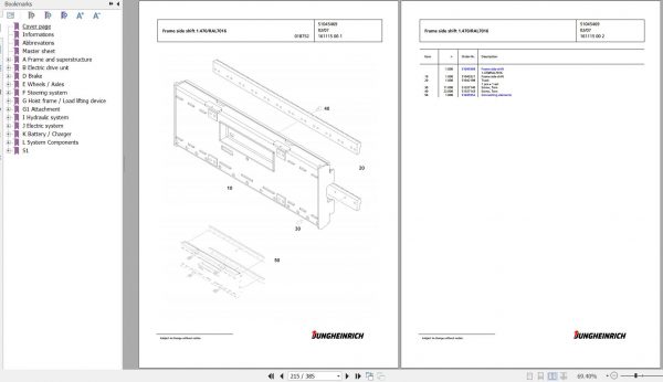 Jungheinrich Forklift EKX 513 GS 119 700 ZT Spare Parts Manual FN427293 2