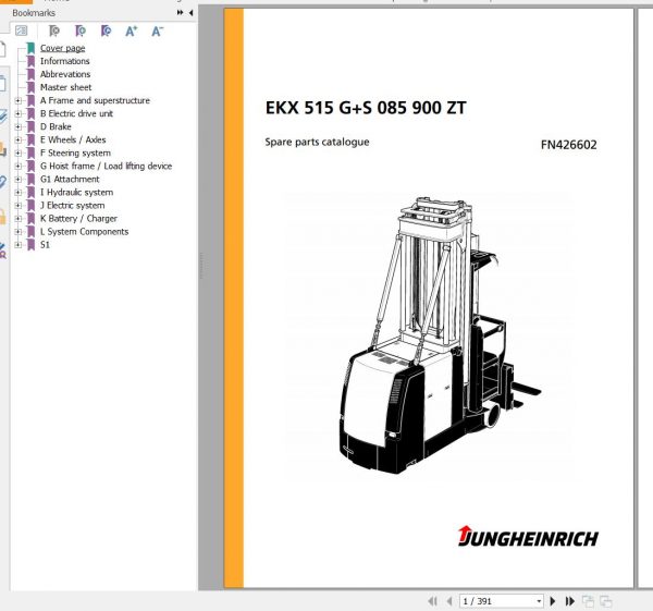 Jungheinrich Forklift EKX 515 GS 085 900 ZT Spare Parts Manual FN426602 1