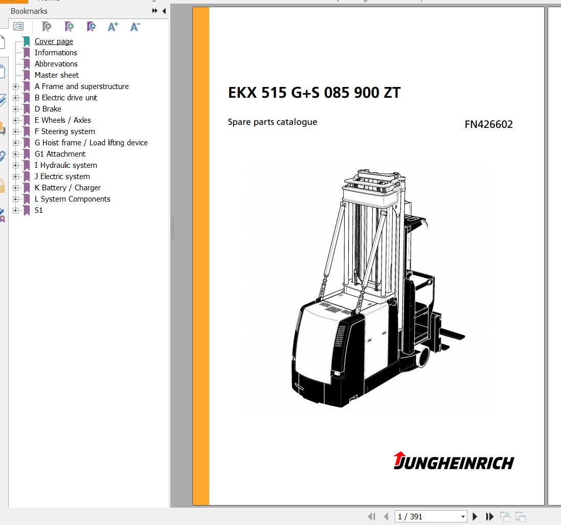 Jungheinrich Forklift EKX 515 GS 085 900 ZT Spare Parts Manual FN426602 1