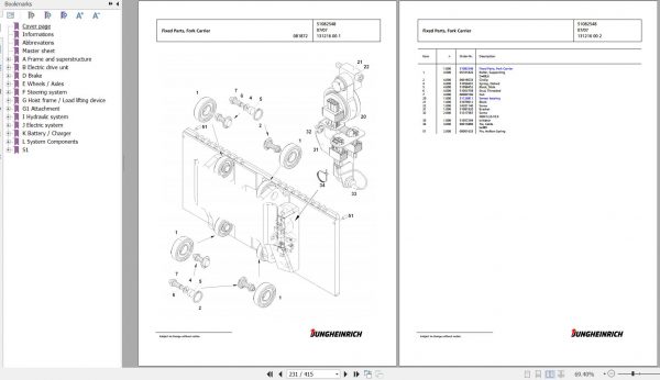 Jungheinrich Forklift EKX 515 GS 120 1050 ZT Spare Parts Manual FN427288 2