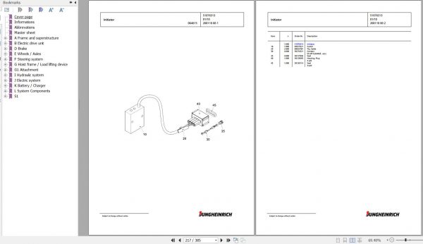 Jungheinrich Forklift EKX 515k GI 120 950 ZT Spare Parts Manual FN427199 2