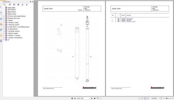 Jungheinrich Forklift EKX 515k GI 121 750 DZ Spare Parts Manual FN426601 2
