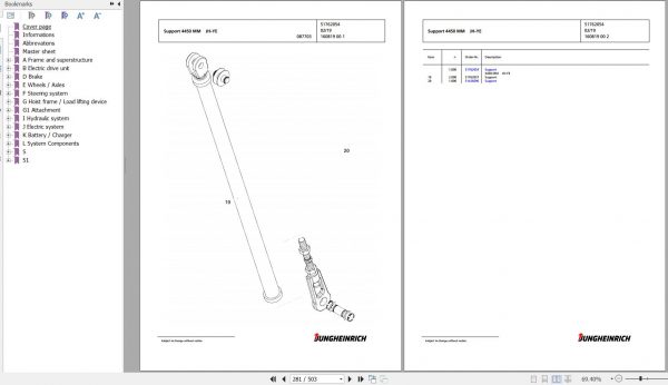 Jungheinrich Forklift EKX 516k GI 118 950 ZT Spare Parts Manual FN595573 2