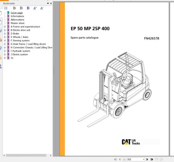 Jungheinrich Forklift EP 50 MP 2SP 400 Spare Parts Manual FN426578 1