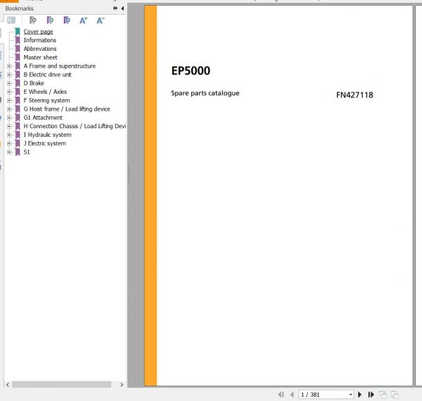 Jungheinrich Forklift EP5000 Spare Parts Manual FN427118 1
