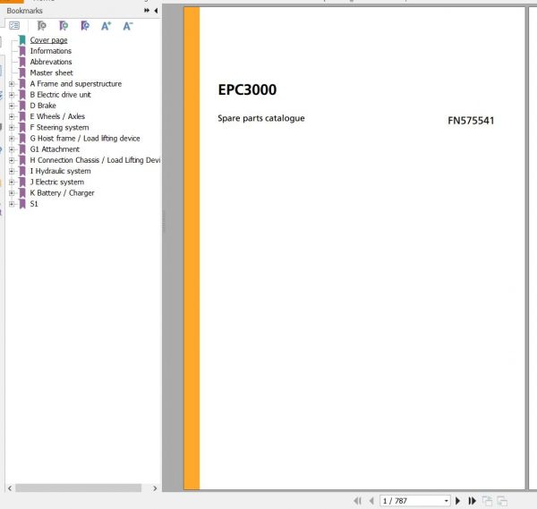 Jungheinrich Forklift EPC3000 Spare Parts Manual FN575541 1