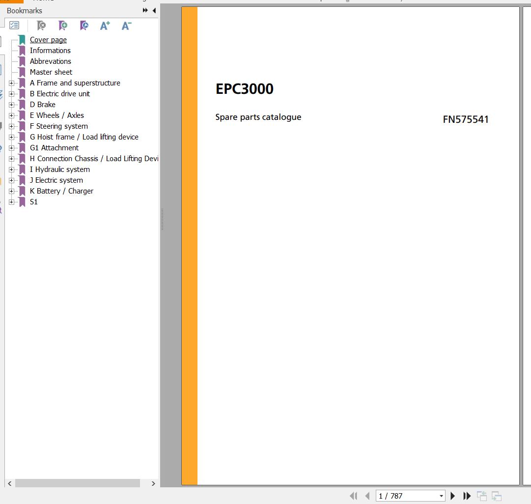 Jungheinrich Forklift EPC3000 Spare Parts Manual FN575541 1