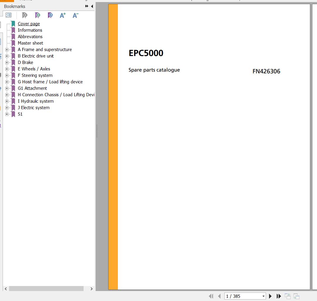 Jungheinrich Forklift EPC5000 Spare Parts Manual FN426306 1