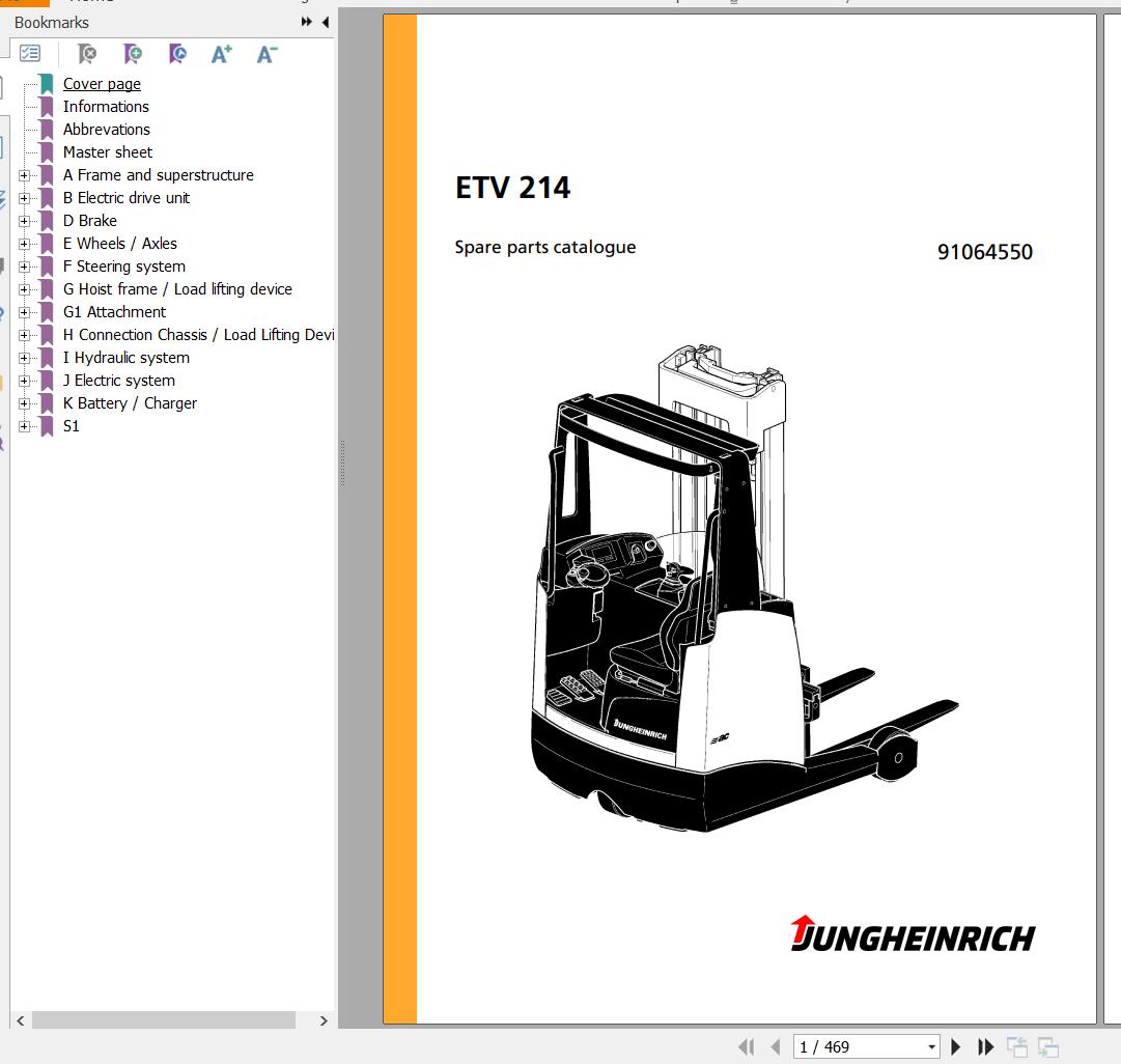 Jungheinrich Forklift ETV 214 Spare Parts Manual 91064550 1
