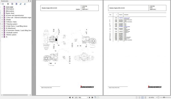 Jungheinrich Forklift TFG 316 GE115 450DZ Spare Parts Manual FN427124 2