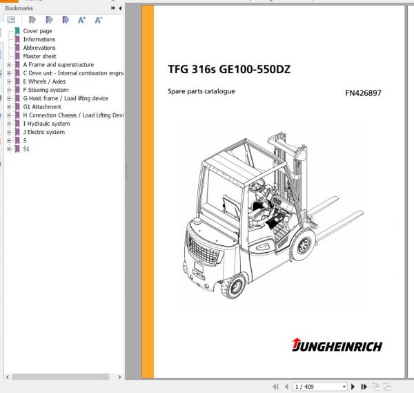Jungheinrich Forklift TFG 316s GE100 550DZ Spare Parts Manual FN426897 1
