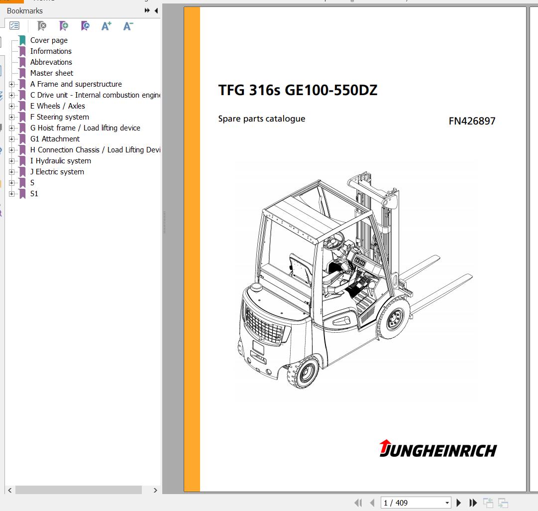 Jungheinrich Forklift TFG 316s GE100 550DZ Spare Parts Manual FN426897 1