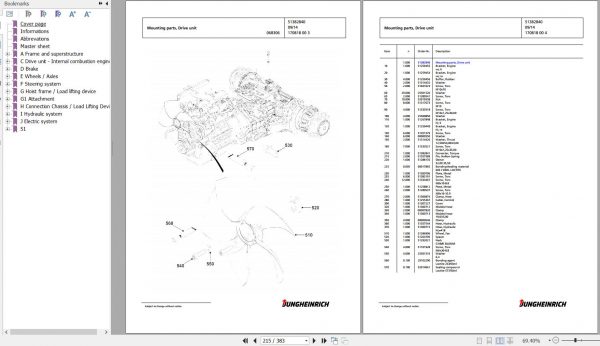 Jungheinrich Forklift TFG 320 GE120 370ZT Spare Parts Manual FN585542 2