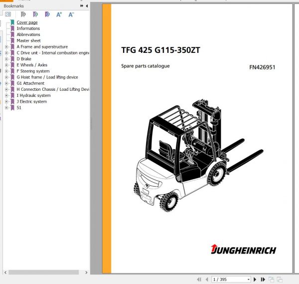 Jungheinrich Forklift TFG 425 G115 350ZT Spare Parts Manual FN426951 1