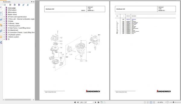 Jungheinrich Forklift TFG 425 GE115 470DZ Spare Parts Manual FN426556 2
