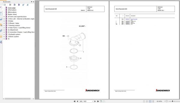 Jungheinrich Forklift TFG 425 GE120 470DZ Spare Parts Manual FN426532 2