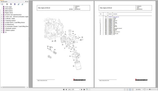 Jungheinrich Forklift TFG 425s GE100 440DZ Spare Parts Manual FN426851 2