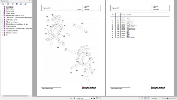 Jungheinrich Forklift TFG 425s GE100 440DZ Spare Parts Manual FN426984 2