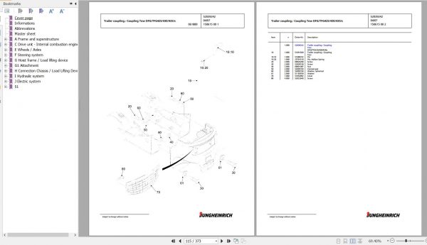 Jungheinrich Forklift TFG 425s GE100 440DZ Spare Parts Manual FN426989 2
