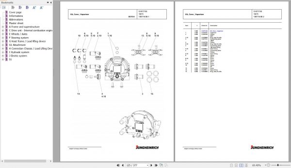 Jungheinrich Forklift TFG 425s GE100 500DZ Spare Parts Manual FN426972 2