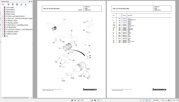 Jungheinrich Forklift TFG 425s GE100 500DZ Spare Parts Manual FN426976 2