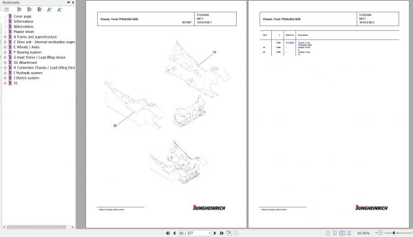 Jungheinrich Forklift TFG 425s GE100 500DZ Spare Parts Manual FN426978 2