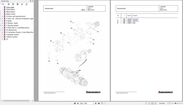 Jungheinrich Forklift TFG 430 G160 310ZT Spare Parts Manual FN585540 2