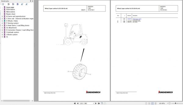 Jungheinrich Forklift TFG 430s GE160 550DZ Spare Parts Manual FN427262 2