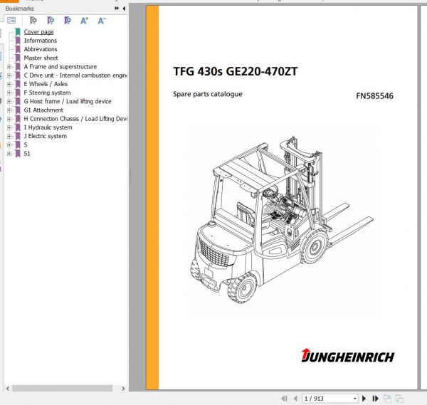 Jungheinrich Forklift TFG 430s GE220 470ZT Spare Parts Manual FN585546 1